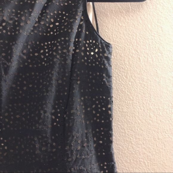 Esprit De Corp Black Tan Perforated Sleeveless Dress 5/6 - Picture 4 of 7
